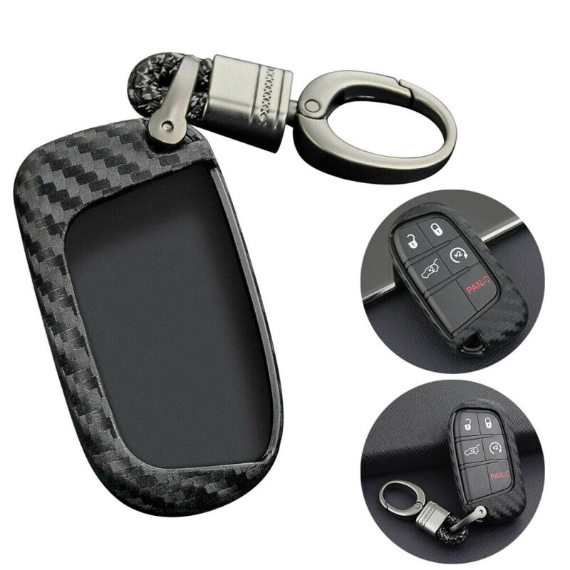 Carbon Fiber Key Fob Chain For Jeep Dodge Chrysler Accessories