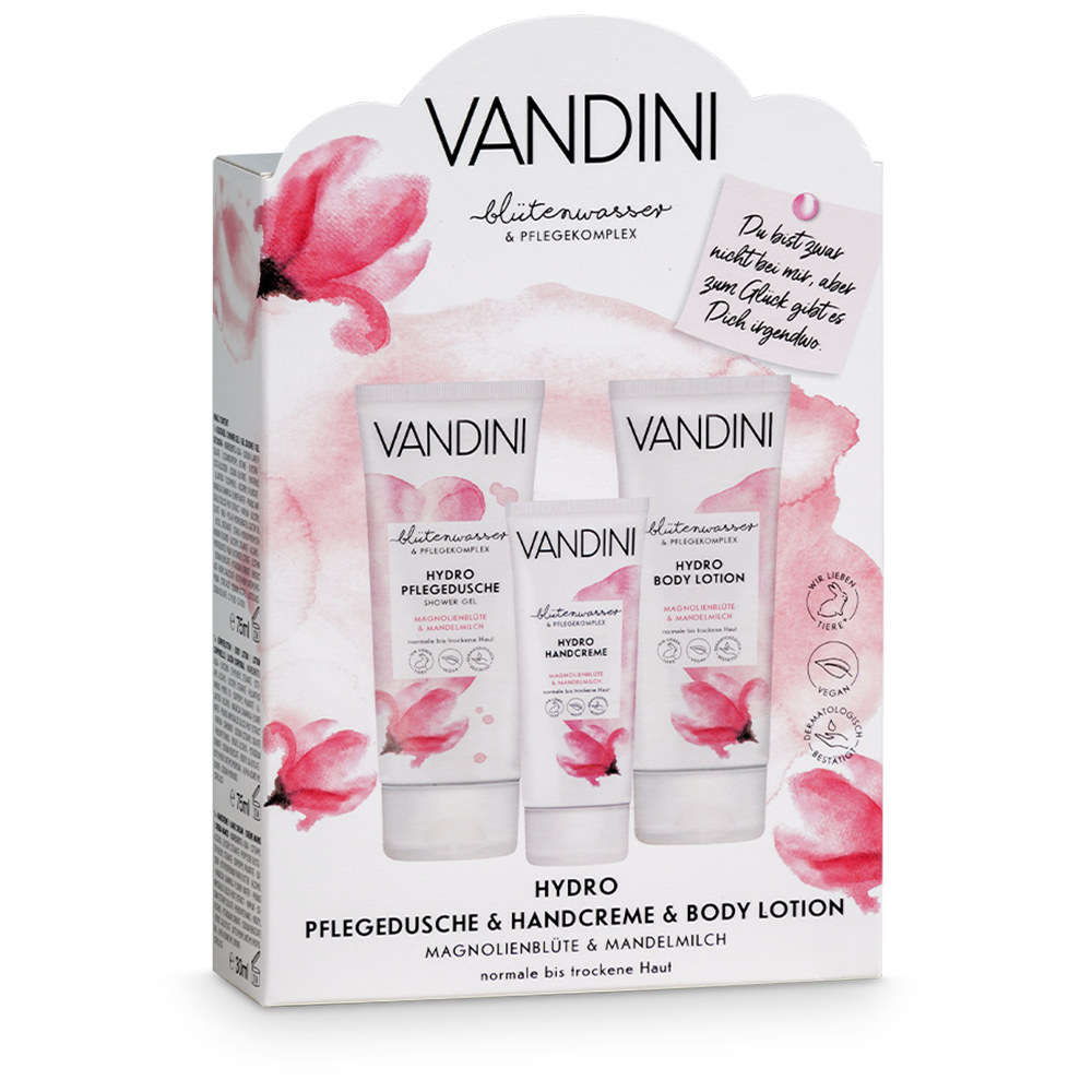 VANDINI Hydro Wellness Geschenkset Frauen - Body Lotion, Duschgel & Handcreme
