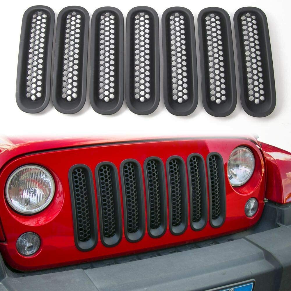 7pcs/set Clipon Grille Front Mesh Grille Inserts for Jeep Wrangler