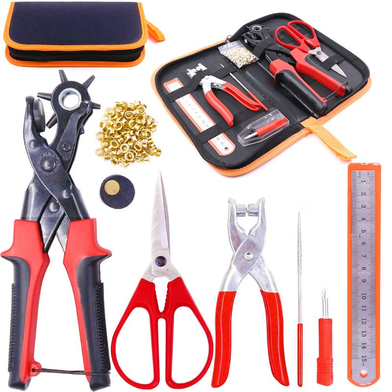 Heavy Duty Adjustable Metal Hole Punch Pliers Revolving Leather Belt Hole Punch