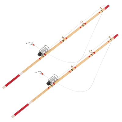2 Pcs Indoor Useful Decorative Sturdy Practical Simulation Fishing Rod Models