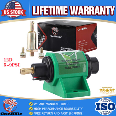 12D Micro Electric Diesel Fuel Pump Universal 5/16 inch Inlet 12V 35 GPH 5-9PSI