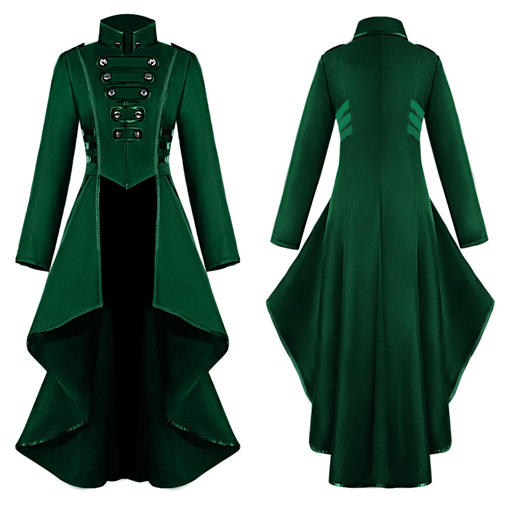 Women's Medieval Gothic Tailcoat Jacket Coat Halloween Cosplay Costume Dress Up