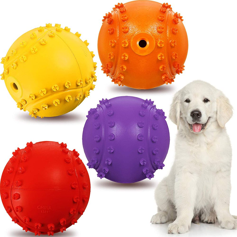 Squeaky Dog Toy Ball Reliable Rubber Squeaker Fun Interactive Toys Puppy Chew To