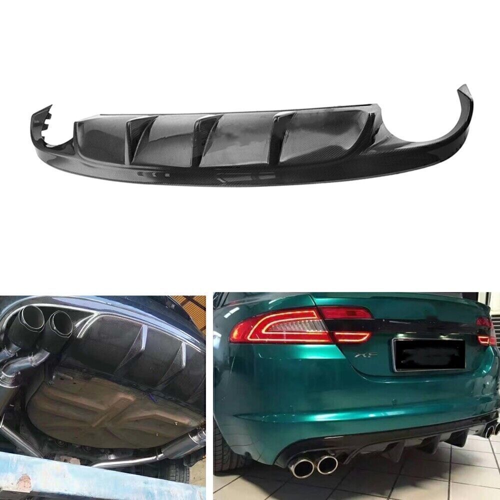 For 2009-2015 2013 Jaguar XF Sport Rear Bumper Diffuser Lip Carbon Fiber Black