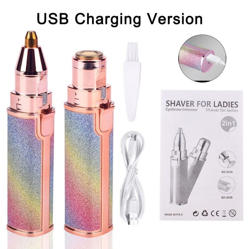 Painless Hair Shaver Razor Electric Eyebrow Trimmer 2 IN 1 Facial Hair Removal