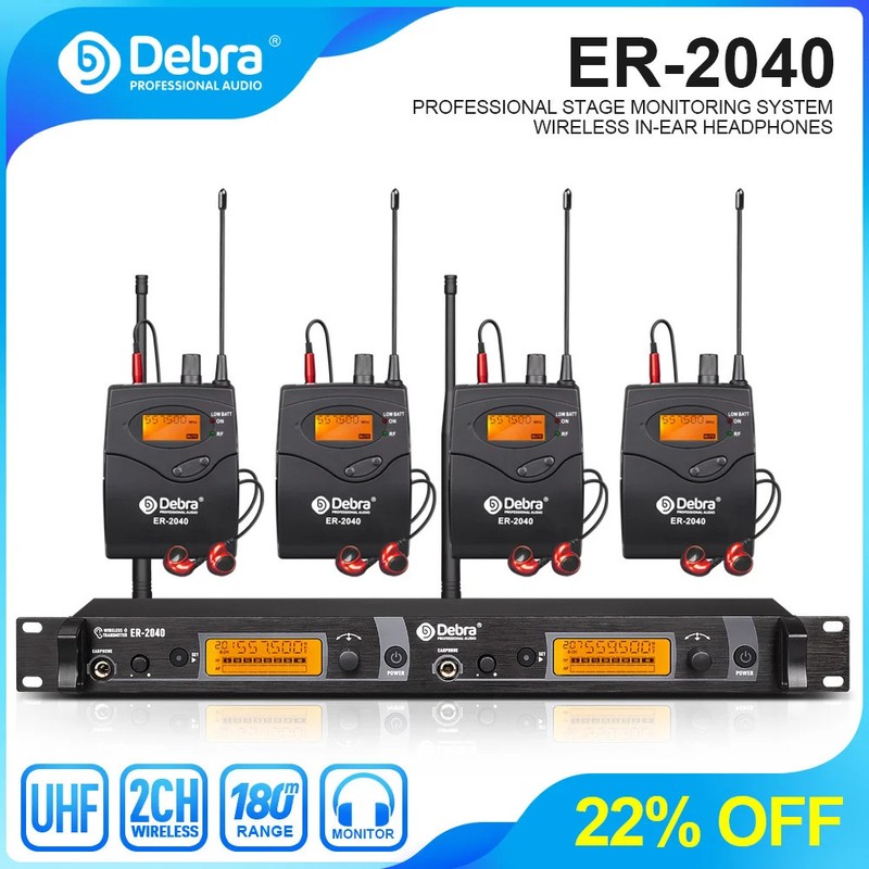 UHF IEM In-Ear Wireless Monitor System ER-2040 with Receiving Distance180m for S