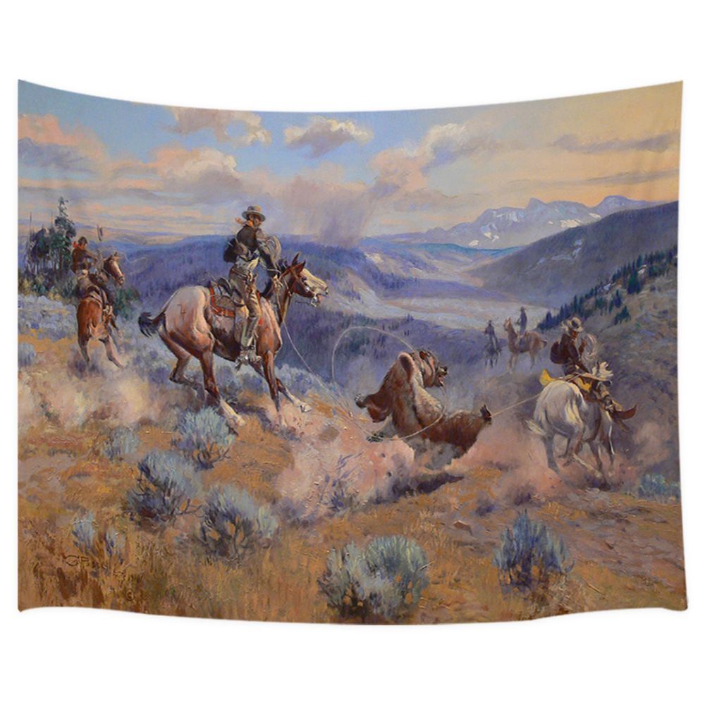 Extra Large Tapestry Wall Hanging For Men Western Cowboy Retro Fabric Art Poster