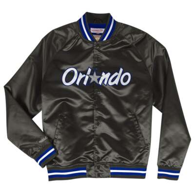 

Mitchell - Ness Легкая Атласная Куртка Мужские Черные Пальто Куртки Верхняя Одежда STJK, Черный, Mitchell - Ness Lightweight Satin Jacket