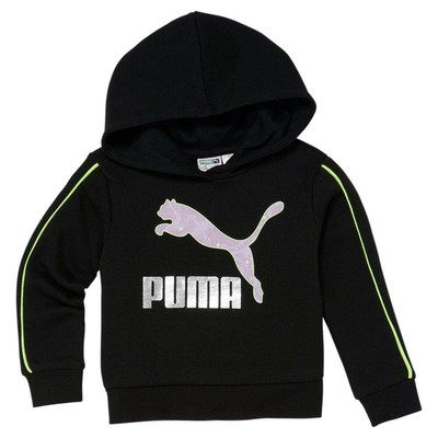 

Puma Space Glam Pack Флисовый пуловер с капюшоном для маленьких девочек Черная повседневная верхняя одежда, Черный
