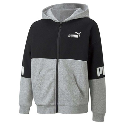 

Puma Power Colorblock Full Zip Hoodie Youth Boys Размер  Повседневная верхняя одежда 670099, Grey