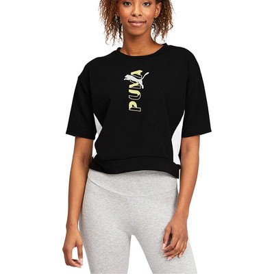 

Puma Modern Sports Sweat Graphic Crew Neck Short Sleeve Women Size  585952, Черный