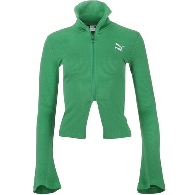 

Puma Classics Ext Ribbed Full Zip Jacket Womens Green Coats Куртки Верхняя одежда 53, Зеленый, Puma Classics Ext Ribbed Full Zip Jacket
