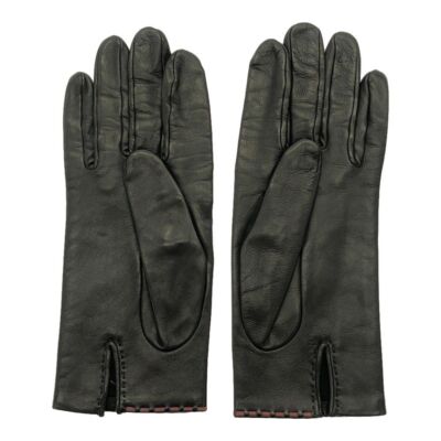 Hermes Gloves Black Ladies Size 7 1/2 AN1331 From Japan Used