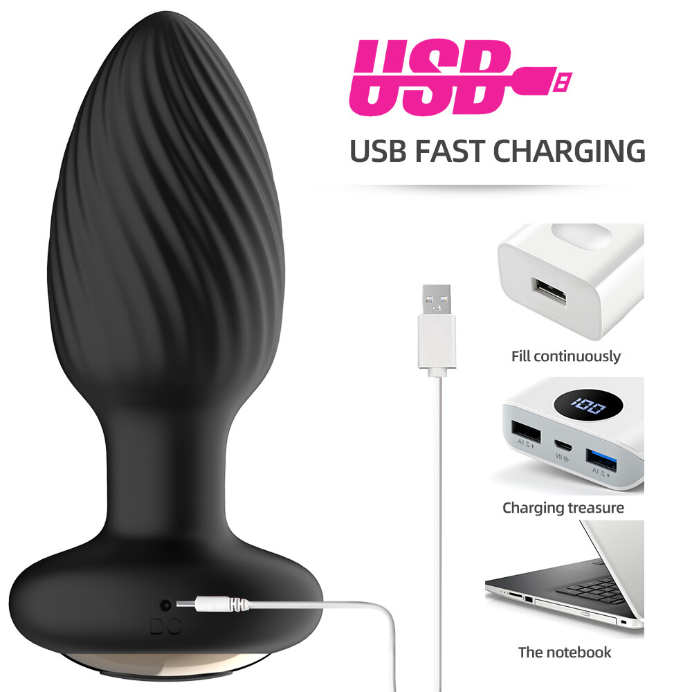 Rotating Anal Butt Plug Dildo Vibrator Prostate Massager Sex Toys for Men Women