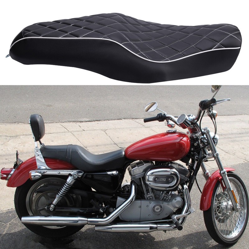 Siège Moto Passager En Cuir Synthétique Pour Harley Sportster XL883 XL1200 Iron Forty-Eight 2004-2015