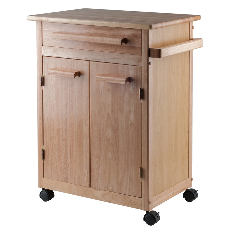 Kitchen Island Cart Natural Rolling Portable Utility Storage Drawer Cabinet Wood