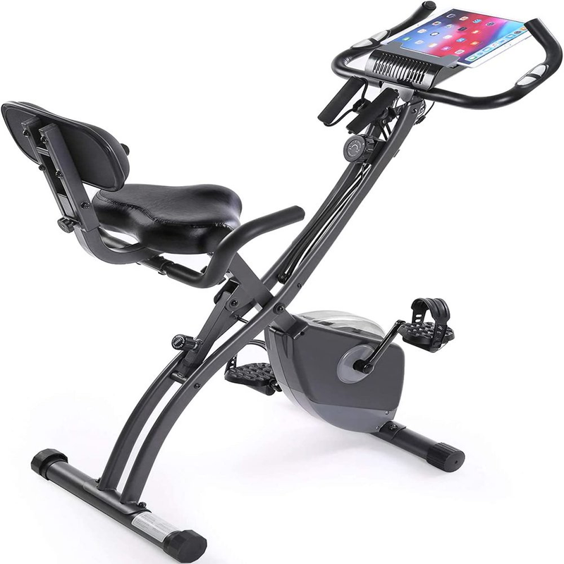 3-In-1 Folding Exercise Bike Quiet, with Arm Resistance Bands, Home Workout