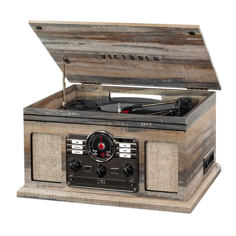 Bluetooth Record Player with 3-Speed Turntable with CD and Cassette, Maghony