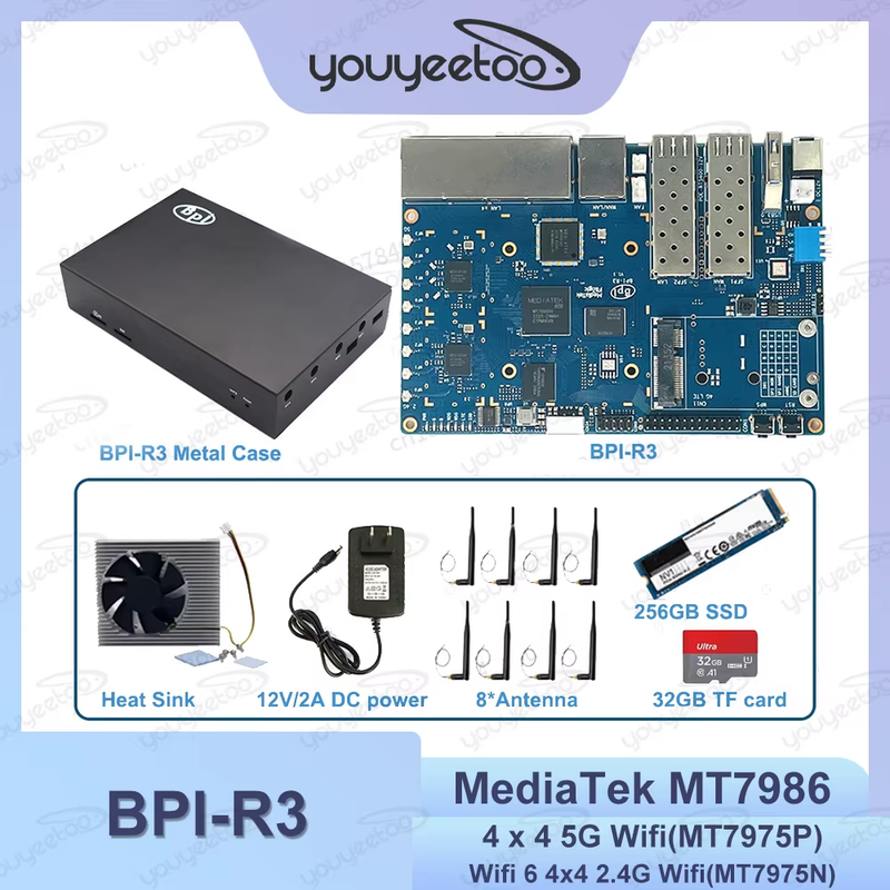 Banana Pi BPI R3 Router Filogic 830 Development Board Quad Core MediaTek MT7986