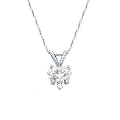 Pre-owned Shine Brite With A Diamond 1.75 Ct Heart Real 14k White Gold Simulate Diamond Solitaire Pendant Necklace 18 In White/colorless