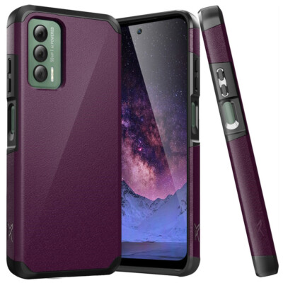 For Cricket Outlast/AT&T Jetmore Case Rubber Hard Hybrid Cover +Tempered Glass