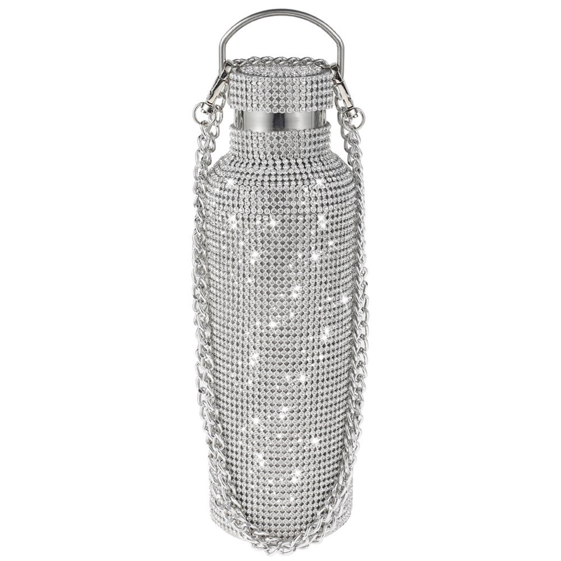 RELAX Diamond Water Bottle Bling Rhinestone Stainless Steel Thermal Bottle Refil