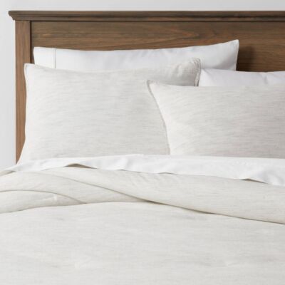 Threshold Cotton/Linen Comforter & Sham Set Space Dyed, Light Gray, Full/Queen