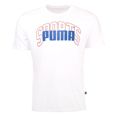 Футболка с круглым вырезом и коротким рукавом Puma Graphics Collegiate, мужские белые повседневные топы 6