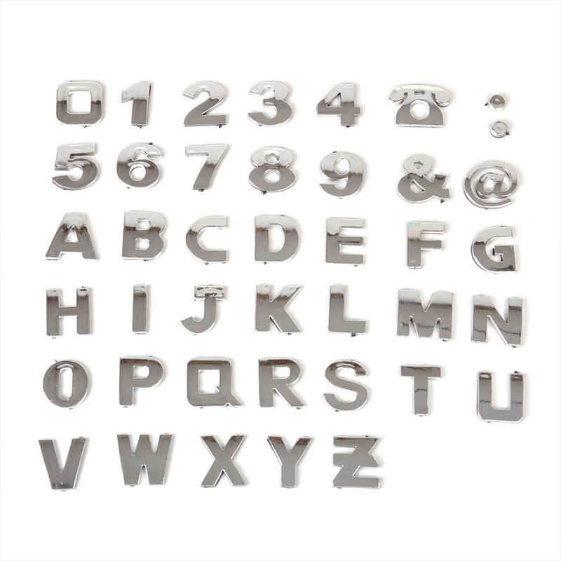 NEW 3D METAL SELF ADHESIVE CAR / HOUSEHOLD CHROME LETTERS NUMBERS, 27mm TALL E - Foto 4