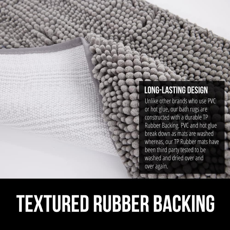 Bath Mat, Thick Soft Absorbent Chenille Floor Mats, Rubber Backing Bathmat, Quic