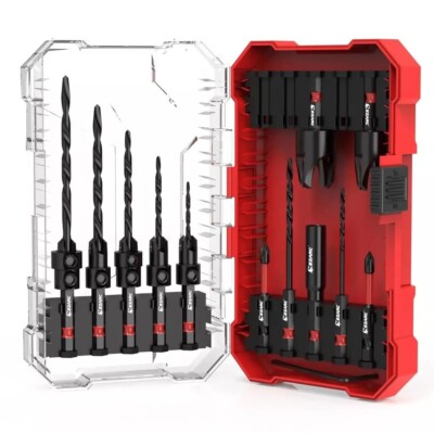 15PC EZARC Tapered Countersink Drill Bit 1/4'' Hex Shank Woodworking Quick Change
