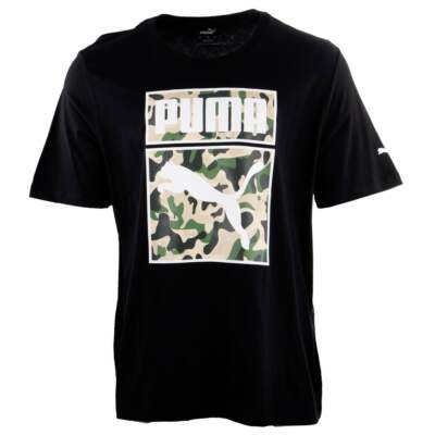 

Puma One Shot Camo Crew Neck Футболка с коротким рукавом Big Tall Mens Black Casual Top, Черный, Puma One Shot Camo Crew Neck Short Sleeve T-Shirt Big Tall