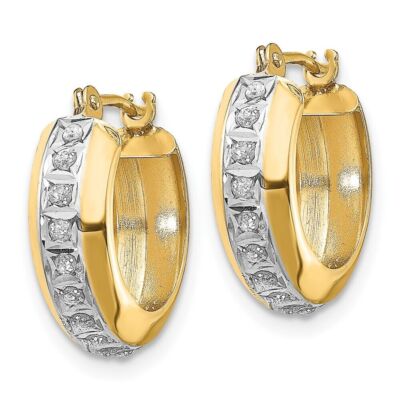 Pre-owned Diamond2deal 14k Yellow Gold Diamond Fascination Round Huggy Hinged Hoop Earrings