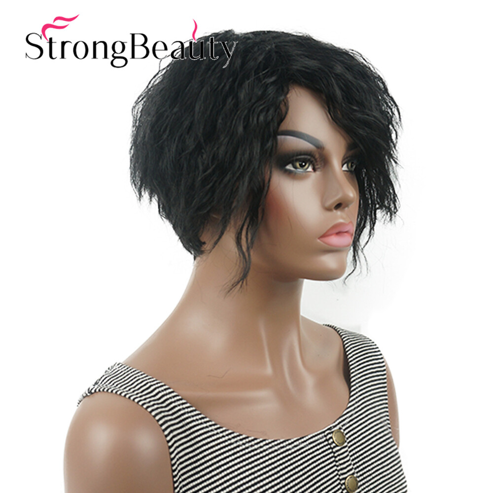 Synthetic Curly Hair Wigs For Women Short Afro Asymmetric Wig