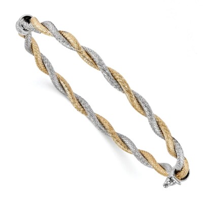 Pre-owned Superdealsforeverything Real 14kt W/ White Rhodium Textured Hinged Bangle; 7.25 Inch