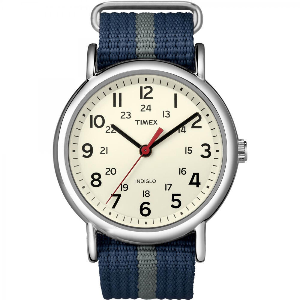 Timex T2N654, мужские часы Weekender с синим ремешком из ткани, индиго