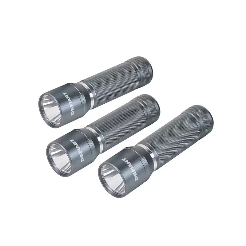 Defiant Flashlight 3 Pack 300 Lumens Aluminum LED Bright Durable Emergency Light