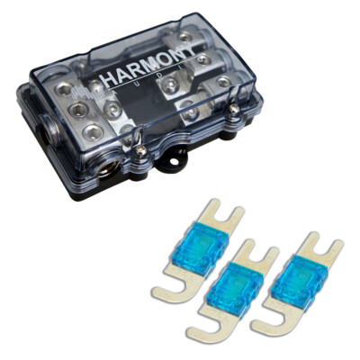Harmony HA-MIDIFD3 Mini ANL MIDI 3-Way Fused Distribution Block & 175 Amp Fuses
