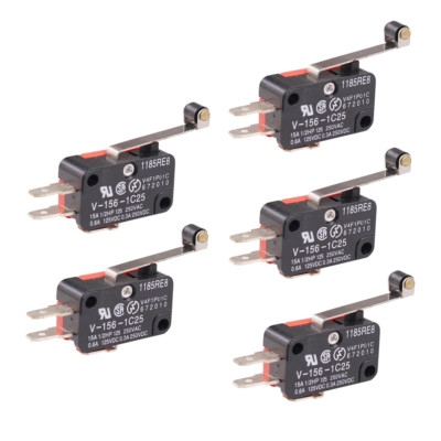 5pcs Micro Limit Switch V-156-1C25 Long Hinge Roller Momentary SPDT 5A 250VDC