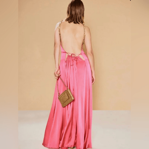Pre-owned Cult Gaia Althea Silk Blend Gown In Pink