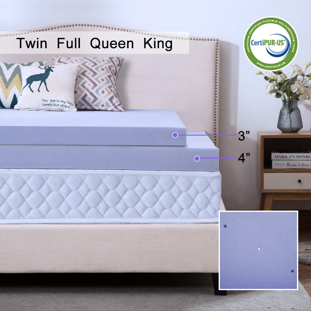 Gel Memory Foam Mattress Topper 2.5/3/4 Inch Lavender Blue ...