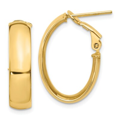 Pre-owned Superdealsforeverything Real 14kt Yellow Gold 6mm High Polished Omega Back Hoop Earrings