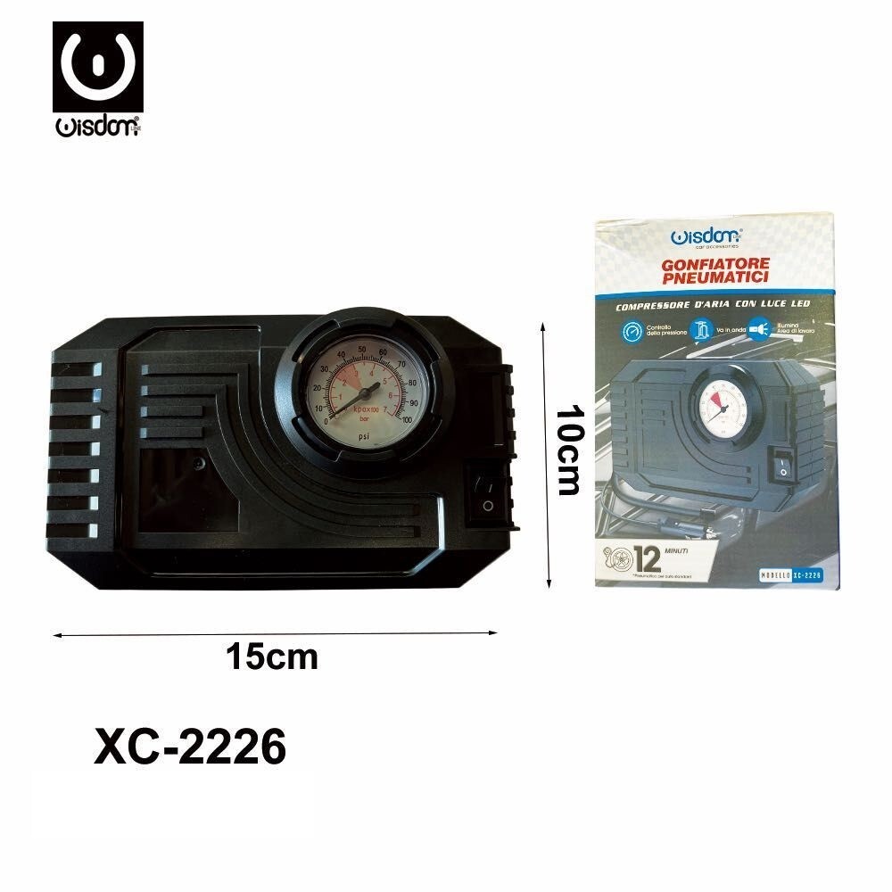 Compressore Aria 12v 100 Psi Gonfiatore Con Luce Led Pneumatici Auto Xc-2226 wis