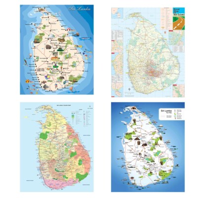 Ceylon Map | Tourist Map of Sri Lanka | Road Map of Sri Lanka |  4 JPG Images