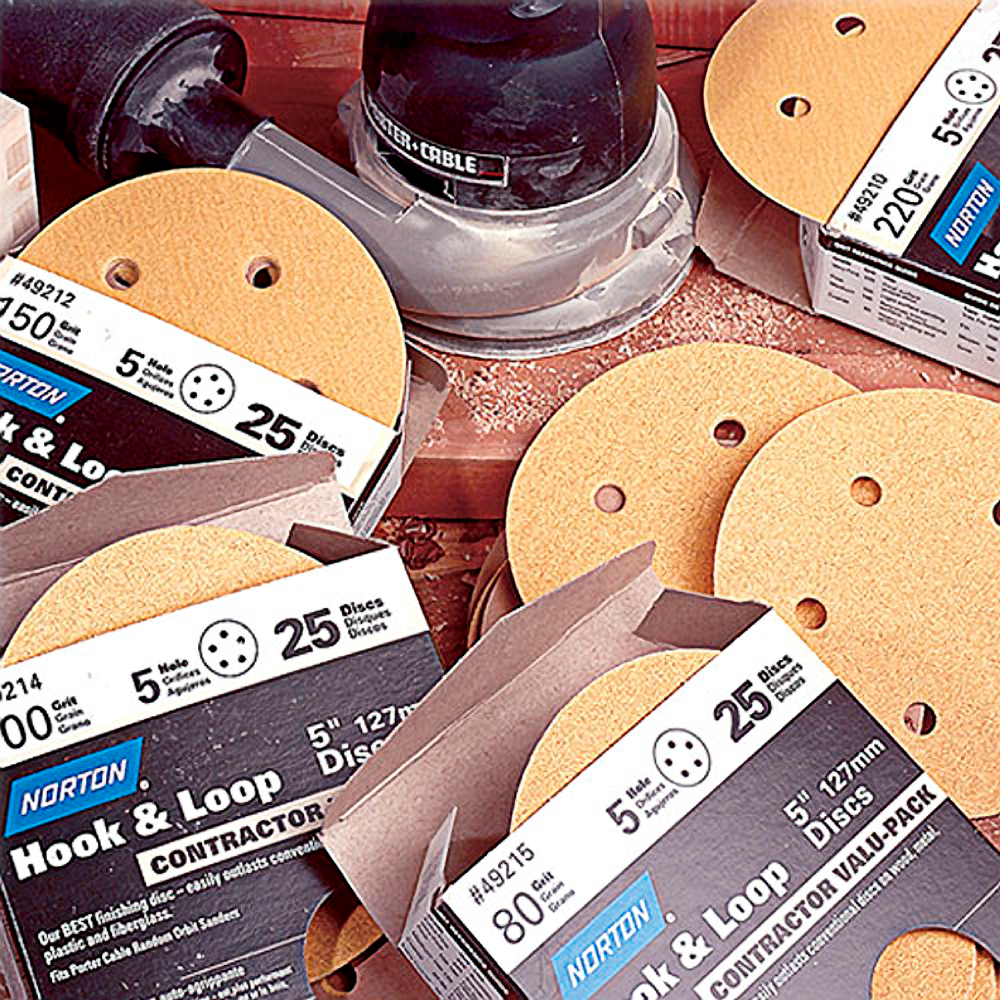 Norton Hook & Sand Abrasive Discs 5" x 5 Hole x 320 Grit 25 Pk