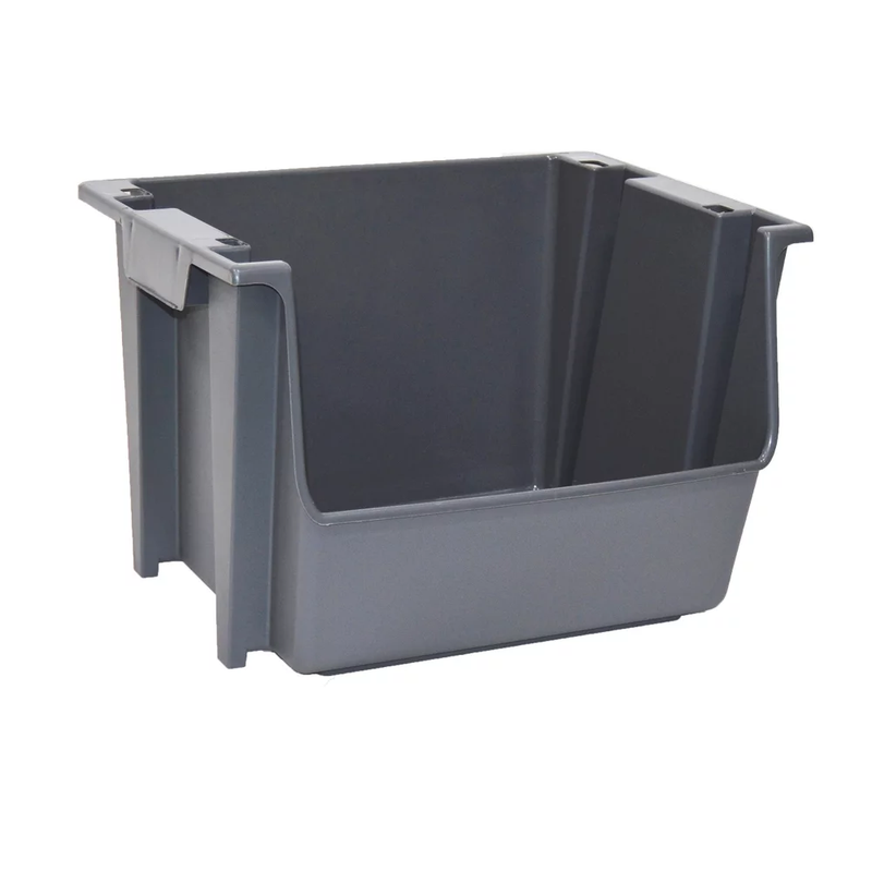Large Nesting Stack Storage Bin, All, Plastic, Gray