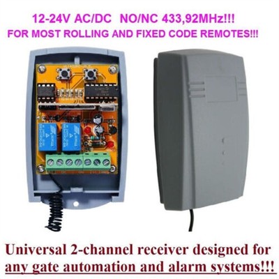 Fixed Code Rolling Code Universal 2-Channel Receiver Remote Control Switch
