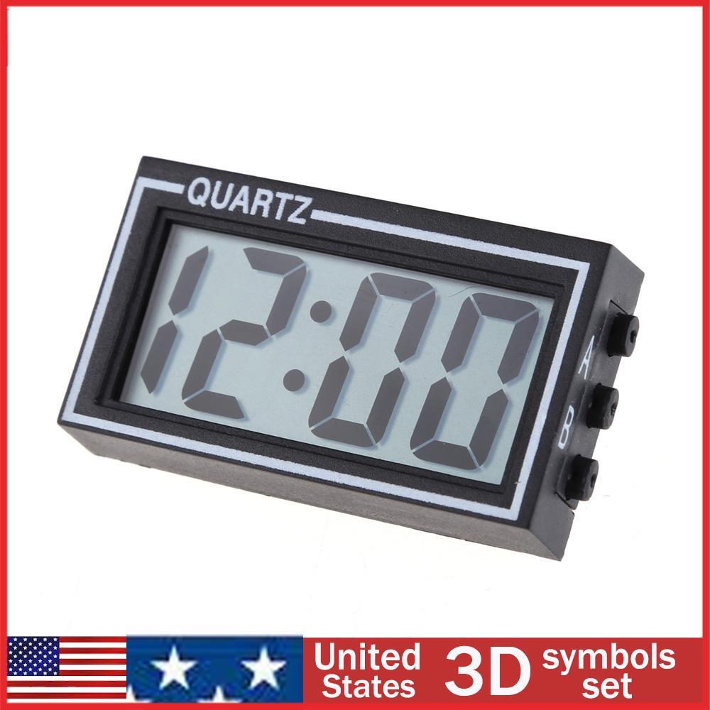 Mini Digital LCD Auto Car Truck Dashboard Date Time Calendar Clock Black