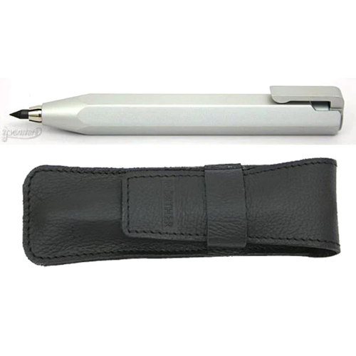 Worther Shorty 3.15 mm Clutch Pencil, Natural Aluminum with Leather Case